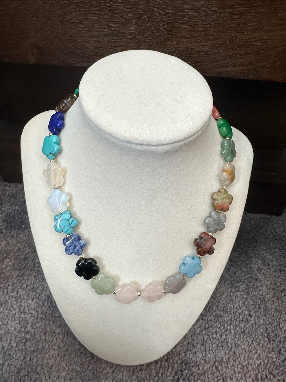 Multicolor Gemstone Flower Necklace - Women Jewelry